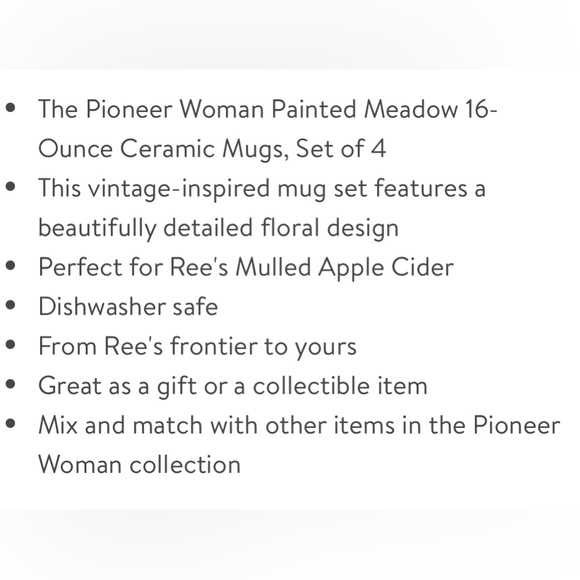 🌺 New The Pioneer Women Painted Meadow 16-Ounce Mugs, Set of 4 - Picture 3 of 11